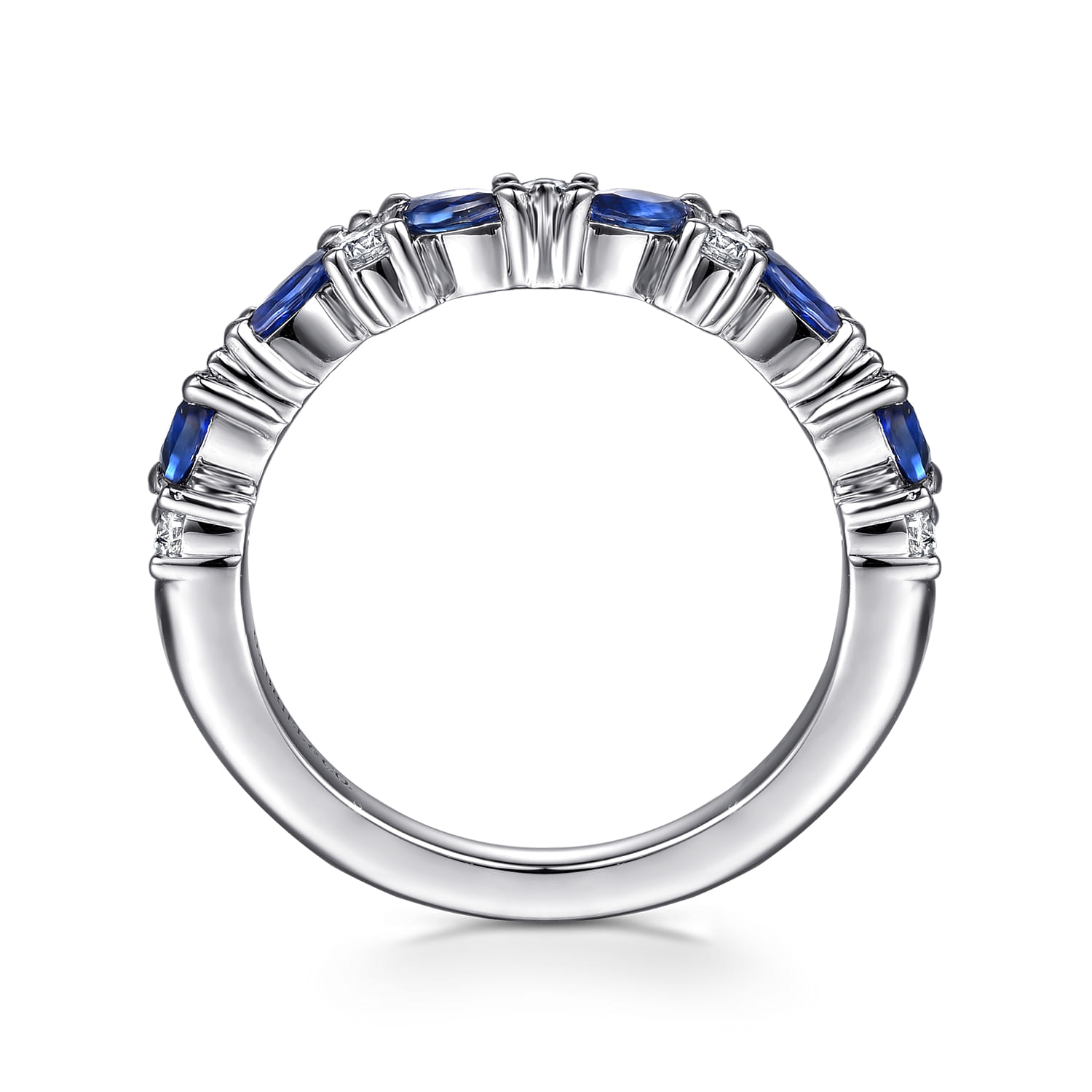 14K White Gold Sapphire and Diamond Matching Wedding Band - 0.3 ct - Shot 2