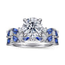 14K White Gold Sapphire and Diamond Matching Wedding Band - 0.3 ct