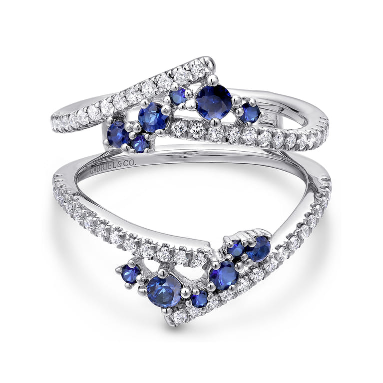 Enhancer Wedding Ring in 14k White Gold with Round Sapphire at Gabriel & Co. - Shot 1