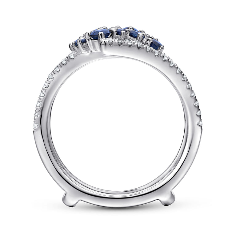 Enhancer Wedding Ring in 14k White Gold with Round Sapphire at Gabriel & Co. - Shot 2