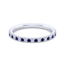 14K White Gold Sapphire and Diamond Stackable Band
