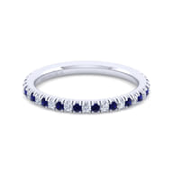 14K White Gold Sapphire and Diamond Stackable Band