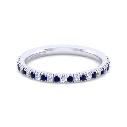 14K White Gold Sapphire and Diamond Stackable Band