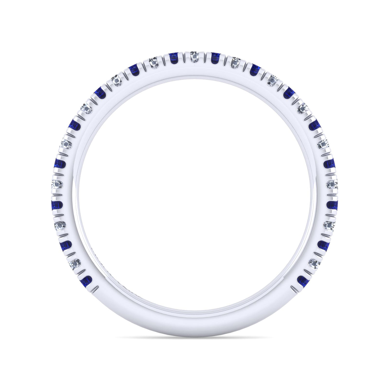 14K White Gold Sapphire and Diamond Stackable Band - 0.17 ct - Shot 2