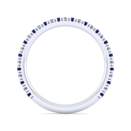 14K White Gold Sapphire and Diamond Stackable Band