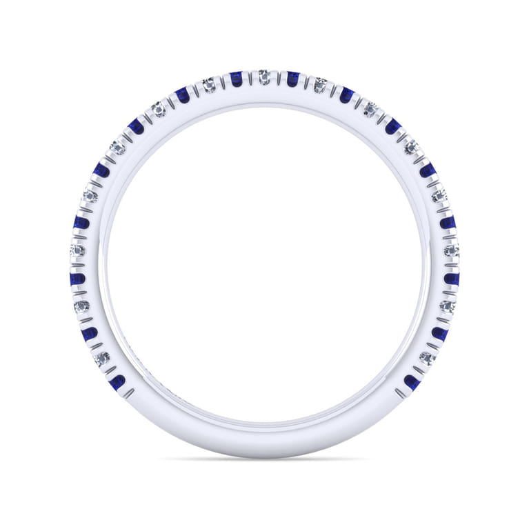 14K White Gold Sapphire and Diamond Stackable Band - 0.17 ct - Shot 2
