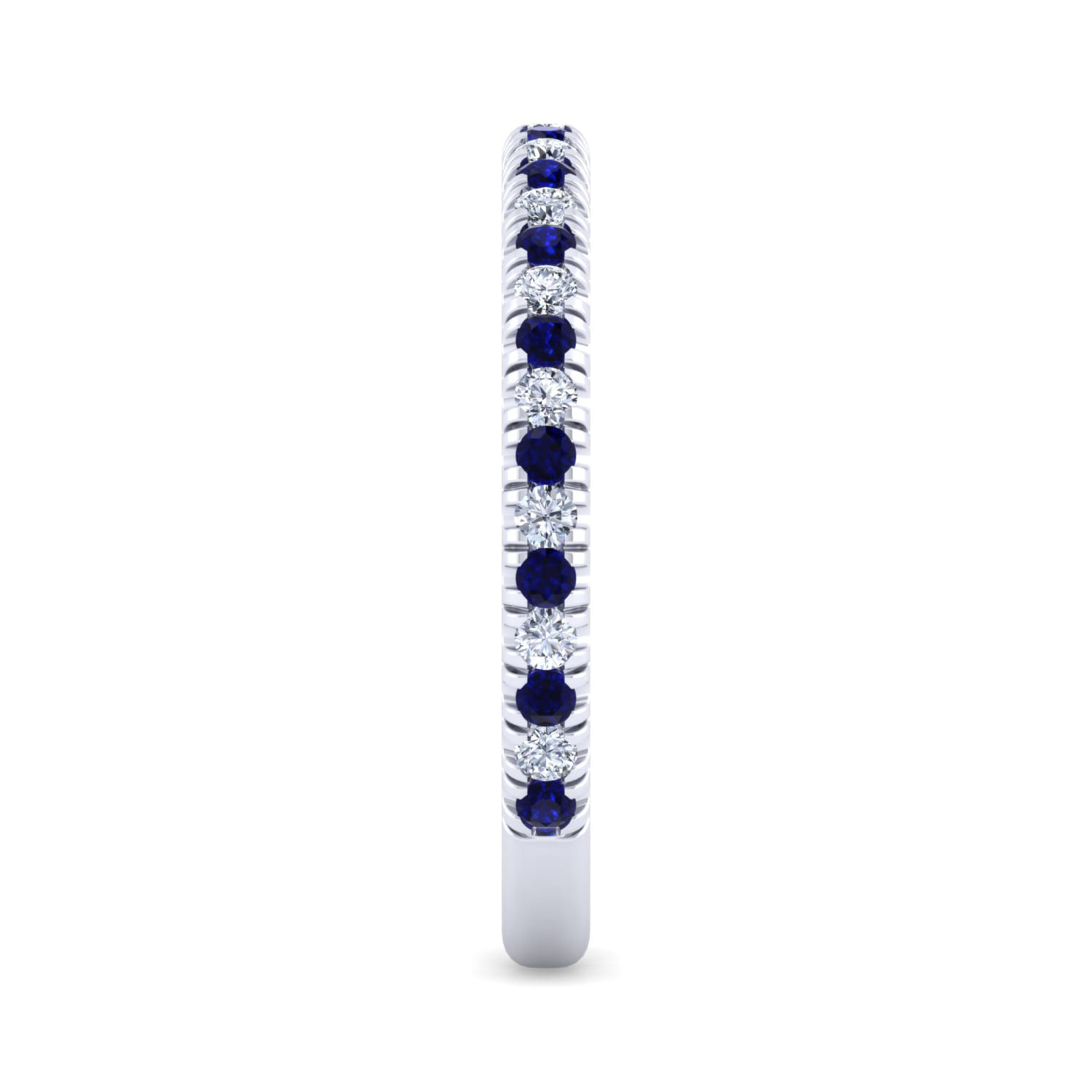 14K White Gold Sapphire and Diamond Stackable Band - 0.17 ct - Shot 4