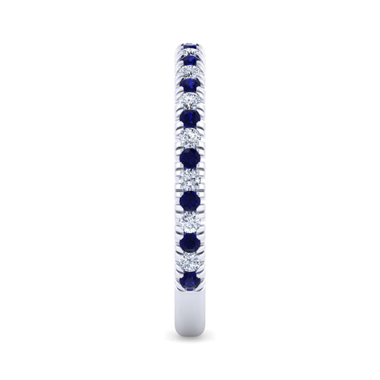14K White Gold Sapphire and Diamond Stackable Band - 0.17 ct - Shot 4