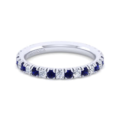 14K White Gold Sapphire and Diamond Stackable Band