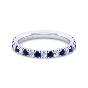 14K White Gold Sapphire and Diamond Stackable Band