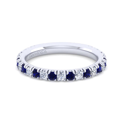 14K White Gold Sapphire and Diamond Stackable Band