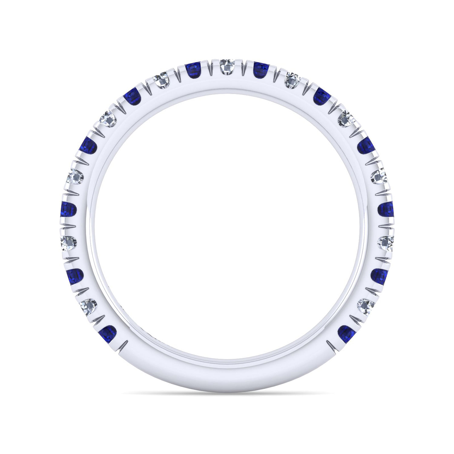 14K White Gold Sapphire and Diamond Stackable Band