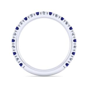 14K White Gold Sapphire and Diamond Stackable Band