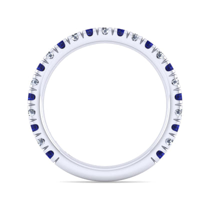 14K White Gold Sapphire and Diamond Stackable Band