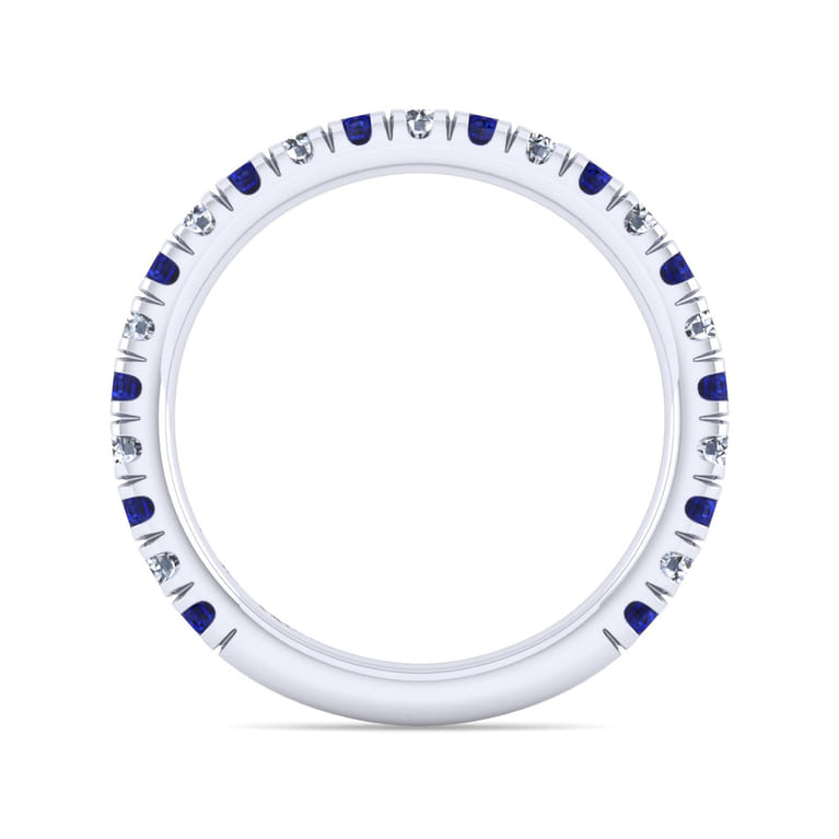14K White Gold Sapphire and Diamond Stackable Band - 0.3 ct - Shot 2