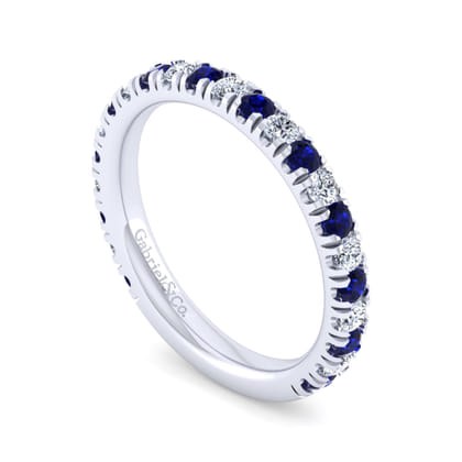 14K White Gold Sapphire and Diamond Stackable Band