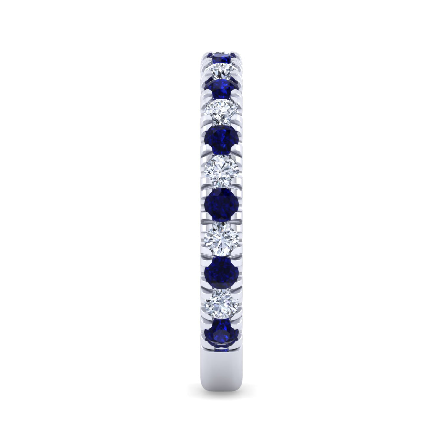 14K White Gold Sapphire and Diamond Stackable Band