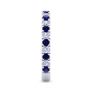 14K White Gold Sapphire and Diamond Stackable Band