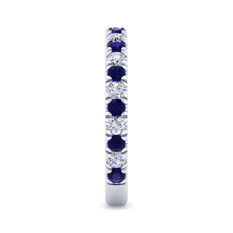 14K White Gold Sapphire and Diamond Stackable Band - 0.3 ct - Shot 4