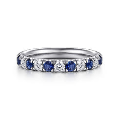 14K White Gold Sapphire and Diamond Stackable Band