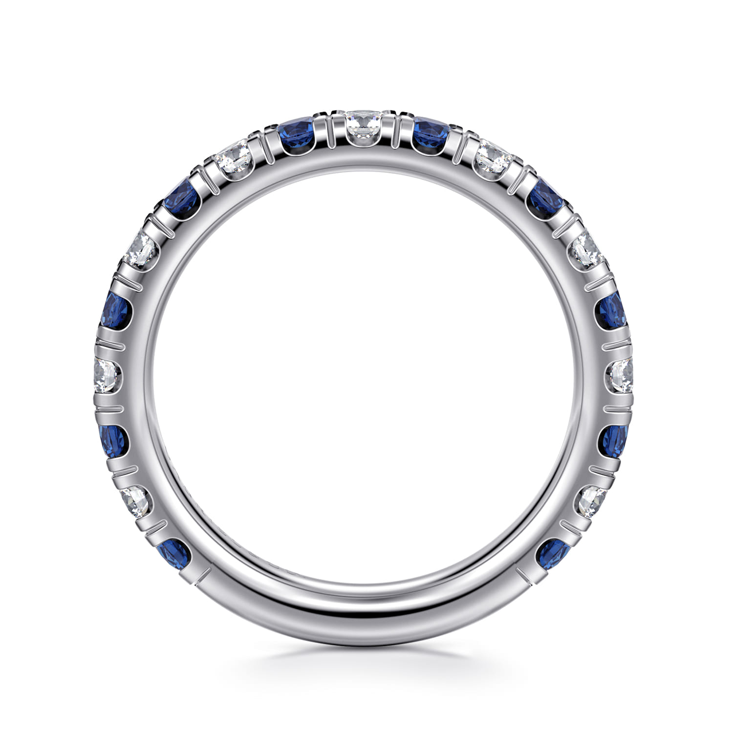 14K White Gold Sapphire and Diamond Stackable Band - 0.5 ct - Shot 2