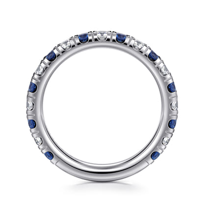 14K White Gold Sapphire and Diamond Stackable Band