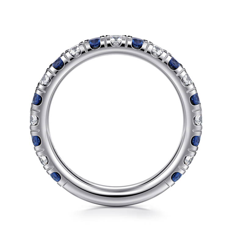 14K White Gold Sapphire and Diamond Stackable Band - 0.5 ct - Shot 2
