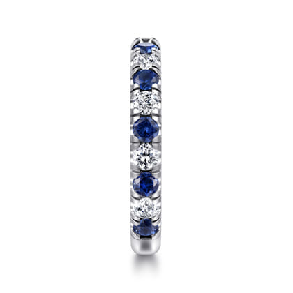 14K White Gold Sapphire and Diamond Stackable Band