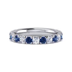 14K White Gold Sapphire and Diamond Stackable Band