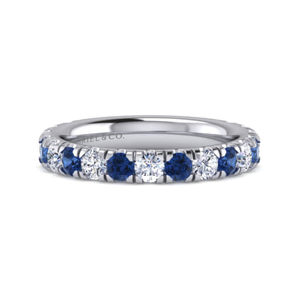 14K White Gold Sapphire and Diamond Stackable Band