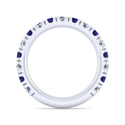 14K White Gold Sapphire and Diamond Stackable Band