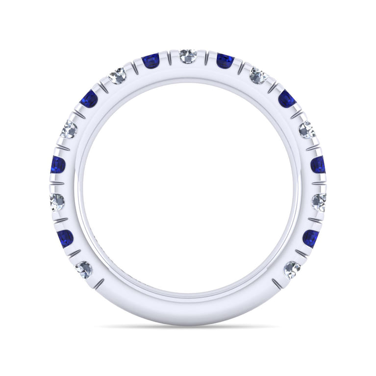 14K White Gold Sapphire and Diamond Stackable Band - 0.8 ct - Shot 2