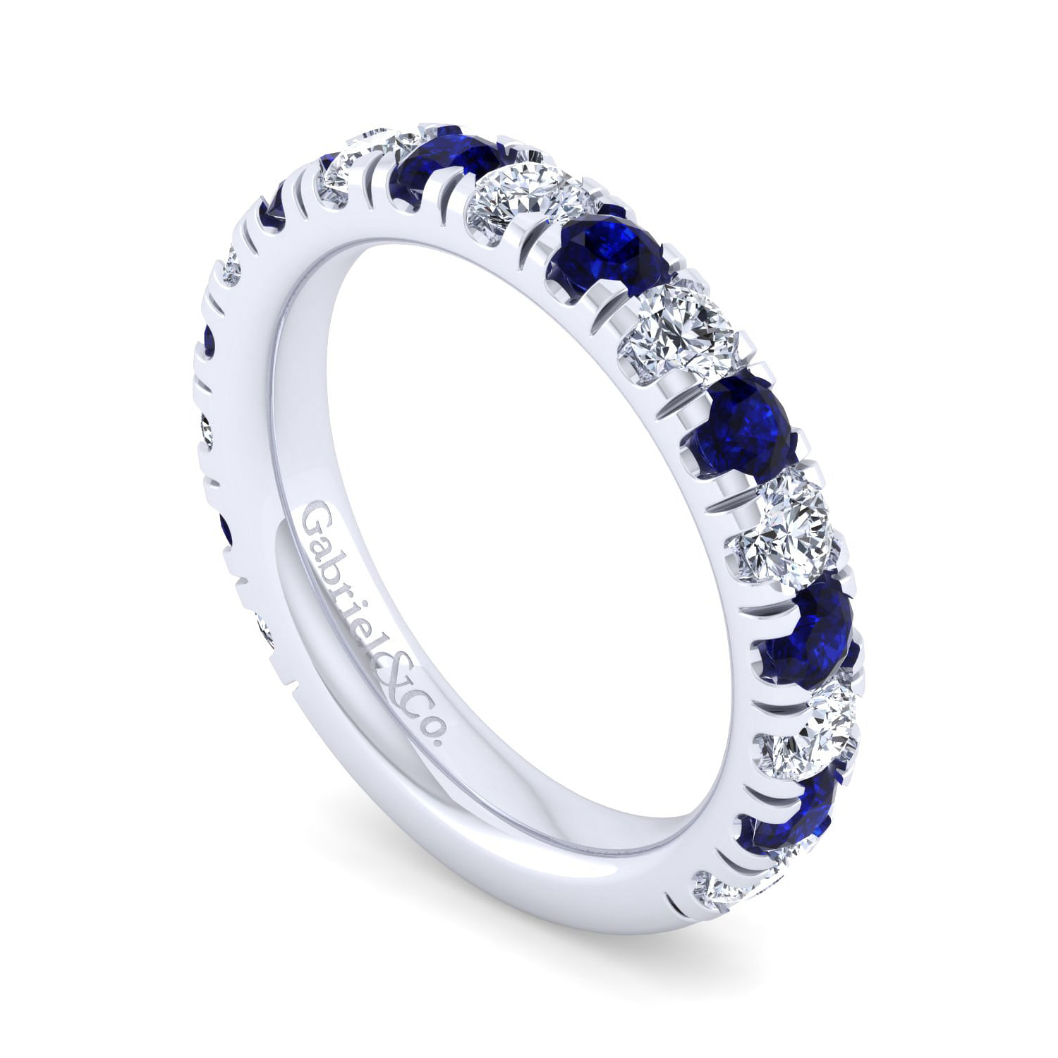 14K White Gold Sapphire and Diamond Stackable Band - 0.8 ct - Shot 3