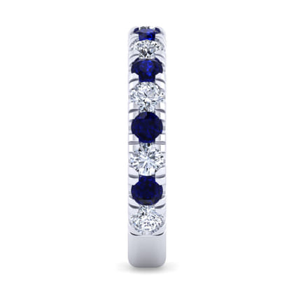 14K White Gold Sapphire and Diamond Stackable Band