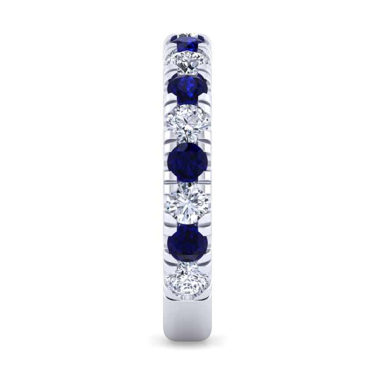 14K White Gold Sapphire and Diamond Stackable Band - 0.8 ct - Shot 4