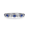 14K White Gold Sapphire and Diamond Wedding Band - 0.15 ct