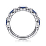 14K White Gold Sapphire and Diamond Wedding Band - 0.15 ct