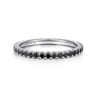 14K White Gold Scalloped Black Diamond Stackable Ring - 0.4 ct