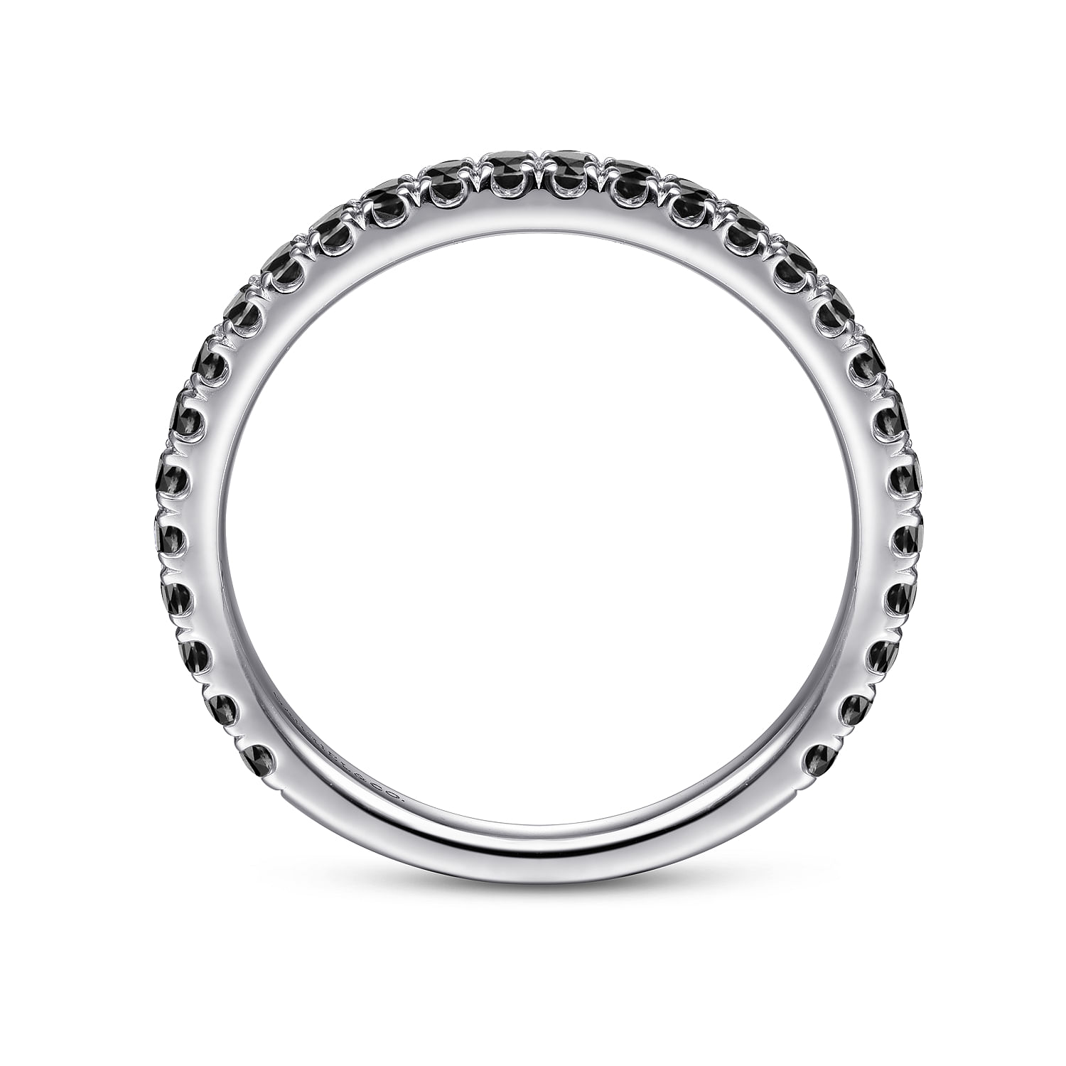 14K White Gold Scalloped Black Diamond Stackable Ring