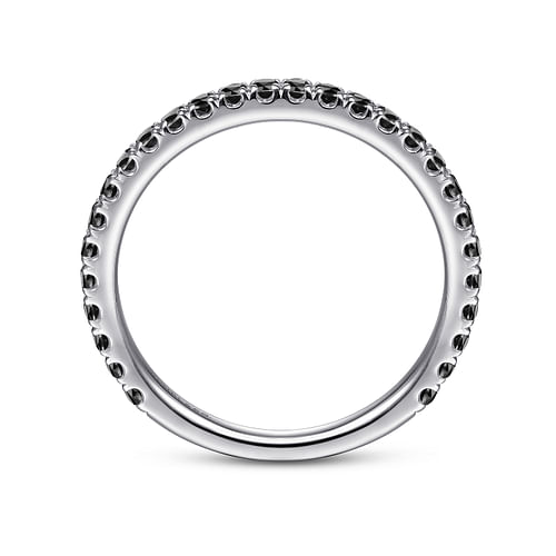 14K White Gold Scalloped Black Diamond Stackable  Ring - 0.4 ct - Shot 2