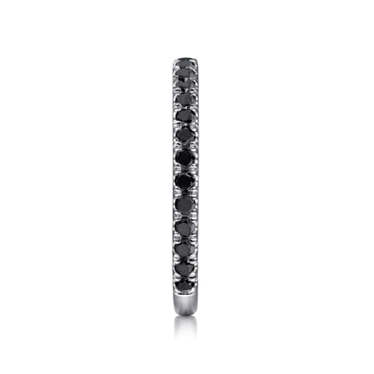 14K White Gold Scalloped Black Diamond Stackable Ring