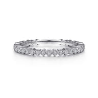 14K White Gold Scalloped Stackable Diamond Band Ring