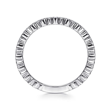 14K White Gold Scalloped Stackable Diamond Band Ring