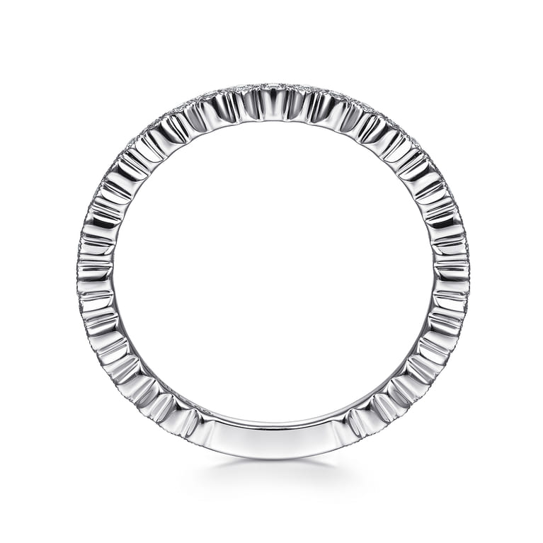 14K White Gold Scalloped Stackable Diamond Band Ring - 0.1 ct - Shot 2