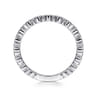 14K White Gold Scalloped Stackable Diamond Band Ring - 0.1 ct