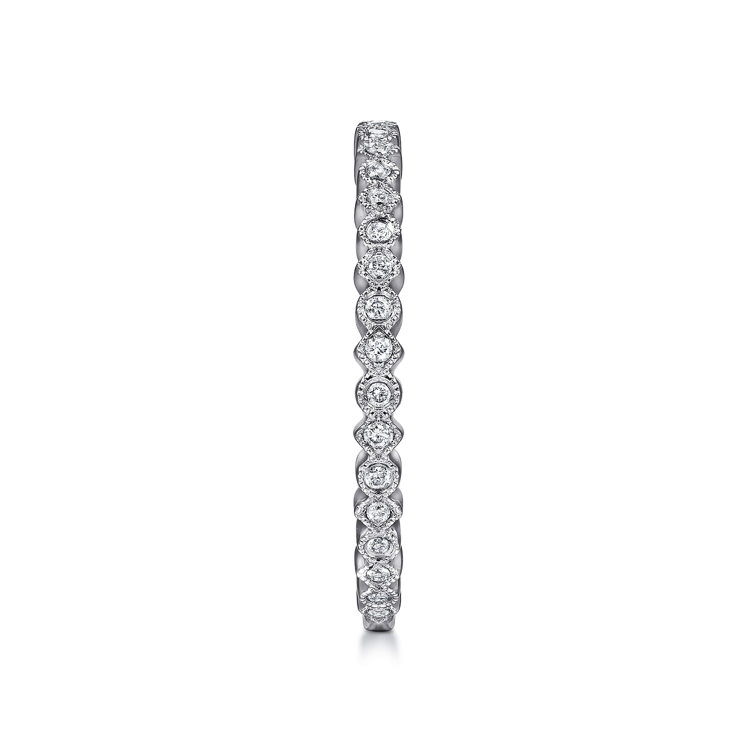 14K White Gold Scalloped Stackable Diamond Band Ring - 0.1 ct - Shot 4