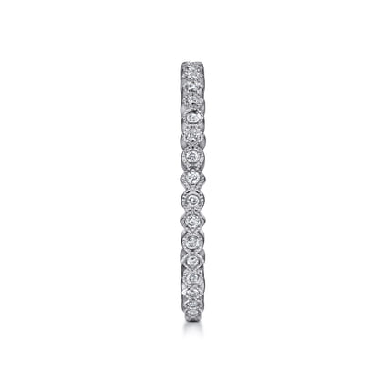 14K White Gold Scalloped Stackable Diamond Band Ring