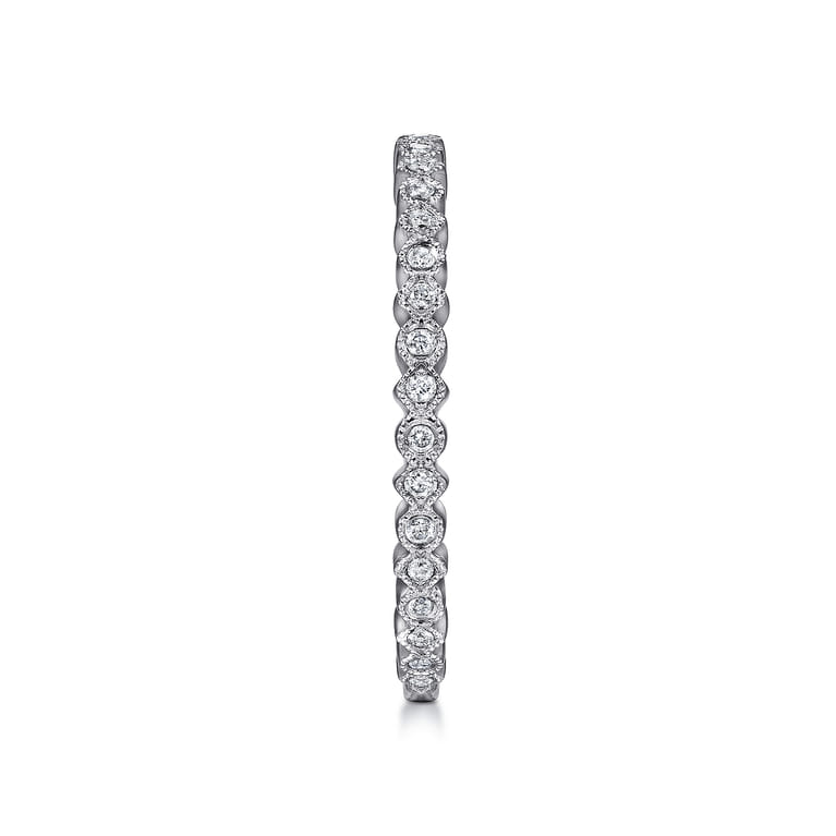14K White Gold Scalloped Stackable Diamond Band Ring - 0.1 ct - Shot 4