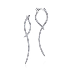 14K White Gold Sculptural Diamond Drop Earrings