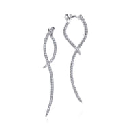 14K White Gold Sculptural Diamond Drop Earrings